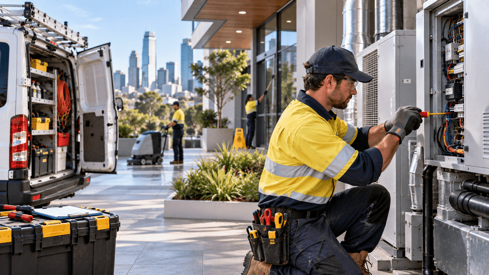 Facilities Management mobile field service vehicles and technicians